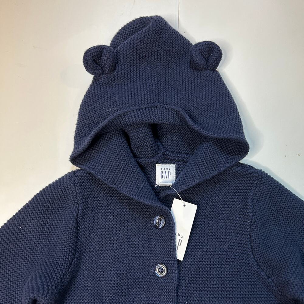NWT Baby Gap NavyBlue Knit Hooded Cardigan 18-24M - Picture 2 of 5